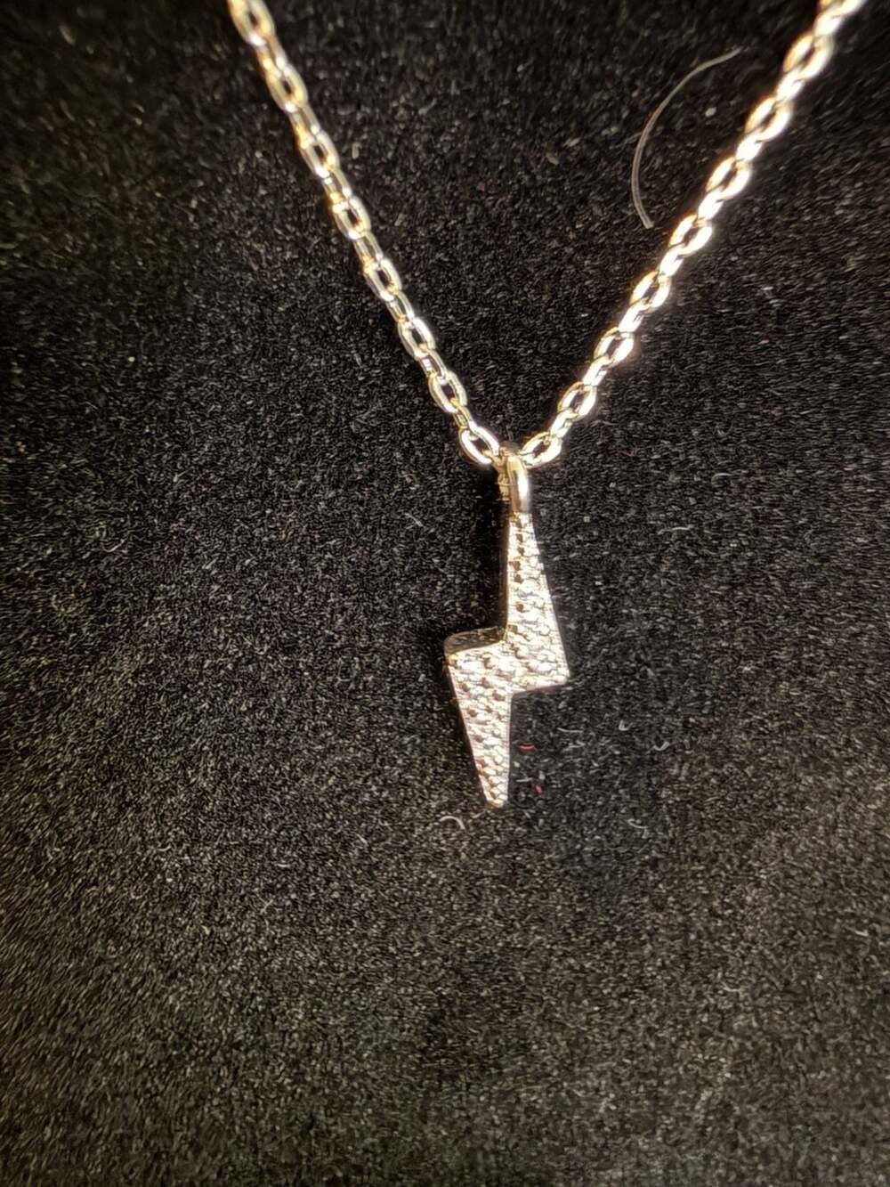 Sterling Silver Moissanite Lightning Bolt Pendant Necklace